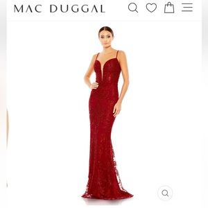 Mac Duggal Red Lace Gown